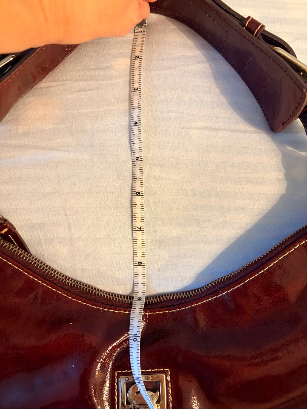 Dooney & Bourke Glossy Burgundy Patent Leather Shoulder Bag - Picture 14 of 16